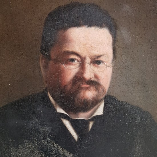 Grand Portrait Ancien D Un Homme Notable Bourgeois Du Xixieme